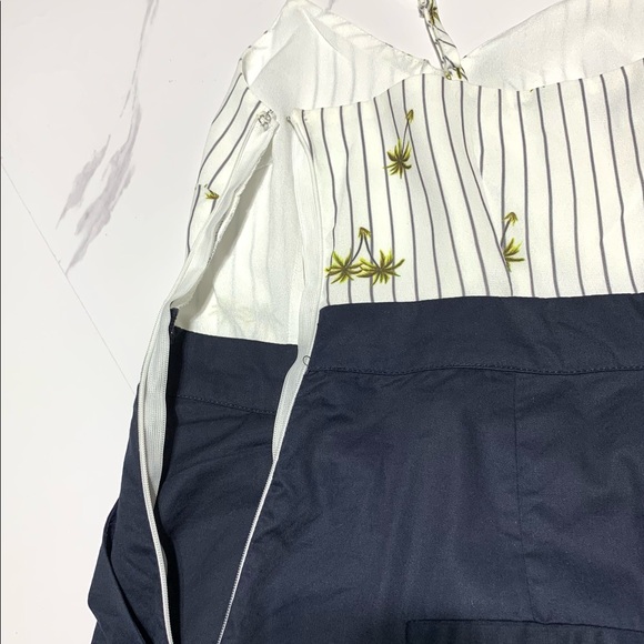 English Factory Navy Blue Palm Tree Full Length Square Pants Jumpsuit Size XS - Picture 7 of 15